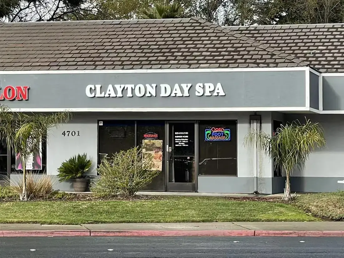 Street view of the Clayton Day Spa building on Clayton Road in Concord CA