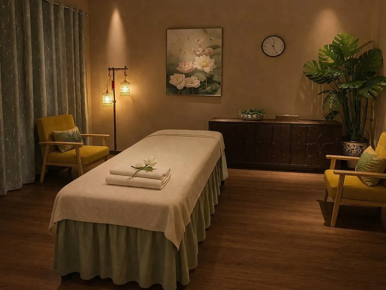 Clean private massage room with fresh linens at Clayton Day Spa in Concord CA